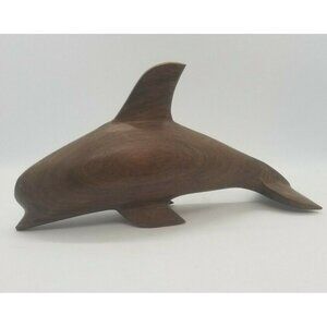 Ironwood Dolphin Porpoise Marine Mammal Animal Wood Tabletop Sculpture Figurine